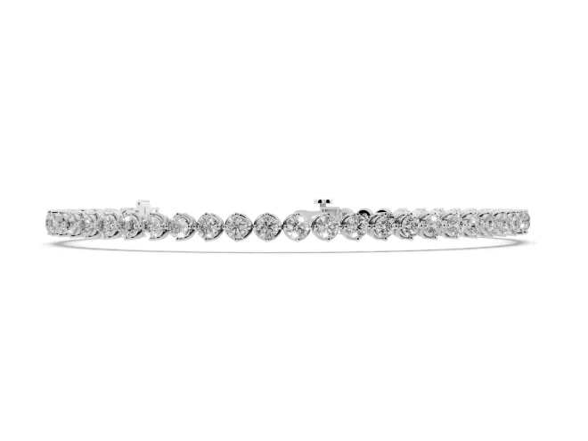 Round Lab-Grown Diamond Prong Set Tennis Bracelet | Single Row | White Gold