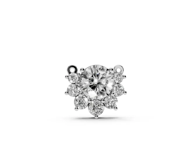 Round Lab-Grown Diamond Fan Cluster Pendant Necklace | Open Top | Sterling Silver
