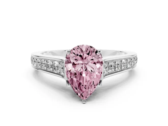Pear-Shaped Graduated Pavé Engagement Ring Setting for a Fancy Pink Lab-Grown Diamond | Platinum