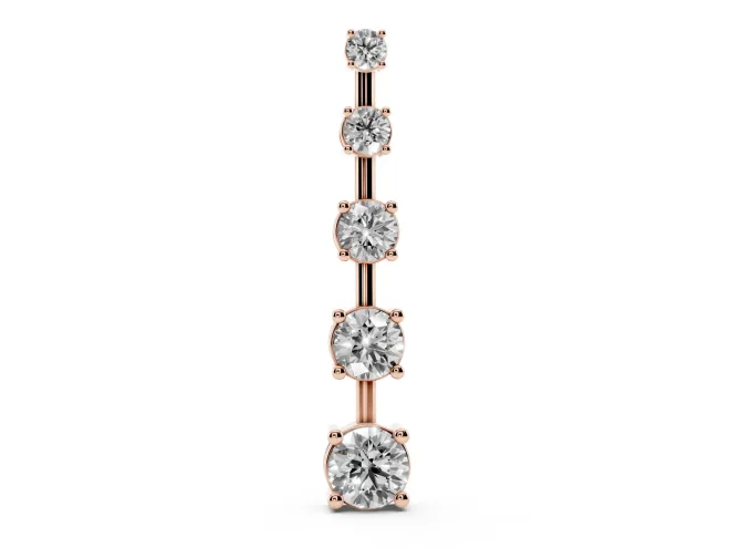 Round Lab-Grown Diamond Graduated Vertical Bar Pendant Necklace | Prong Baskets | Rose Gold