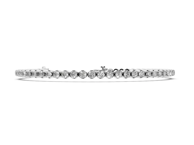 Round Lab-Grown Diamond Slim Tennis Bracelet | Cup Settings | Sterling Silver