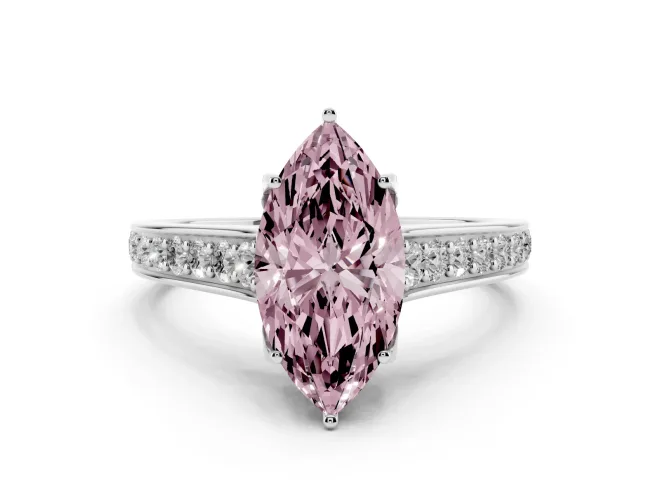 Marquise Graduated Pavé Engagement Ring Setting for a Fancy Pink Lab-Grown Diamond | Platinum