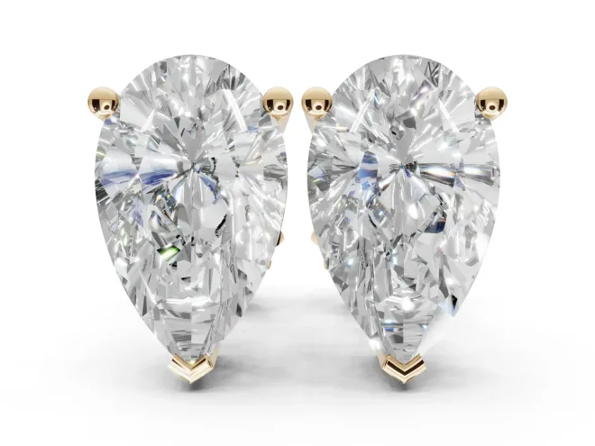 Oval Lab-Grown Diamond Solitaire Basket Stud Earrings | Open Gallery | Yellow Gold