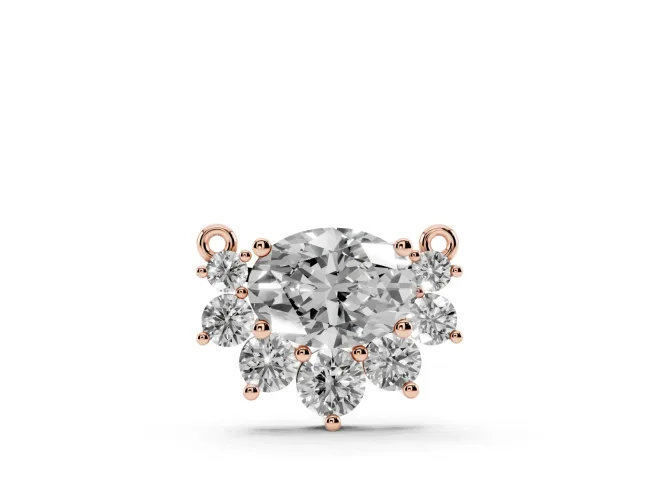 Oval Lab-Grown Diamond East-West Cluster Pendant Necklace | Graduated Accents | Rose Gold