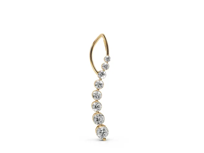 Round Lab-Grown Diamond Graduated Curved Bar Pendant Necklace | Open Wire Bail | Yellow Gold