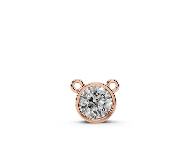 Round Lab-Grown Diamond Bezel Solitaire Pendant Necklace | Side Loop Bail | Rose Gold