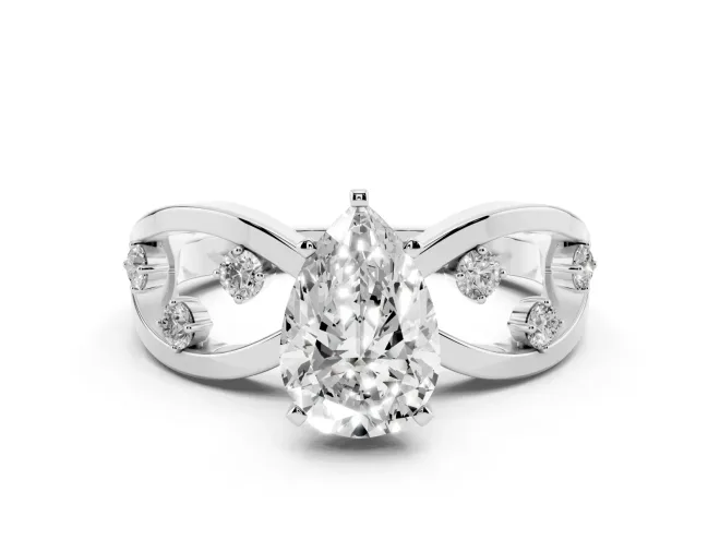 Pear-Shaped Open Loop Engagement Ring Setting | Scattered Accents | White Gold
