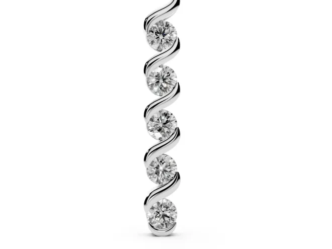Round Lab-Grown Diamond Twist Spiral Pendant Necklace | Wrapped Ribbon | Sterling Silver