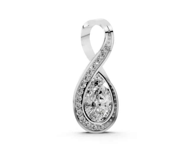 Pear-Shaped Lab-Grown Diamond Pavé Infinity Pendant Necklace | Bezel-Set Pear | Sterling Silver