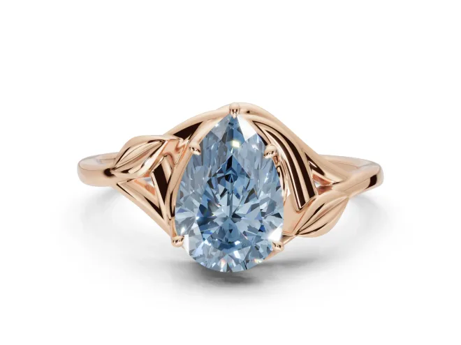 Pear-Shaped Bypass Solitaire Engagement Ring Setting for a Fancy Blue Lab-Grown Diamond | Rose Gold