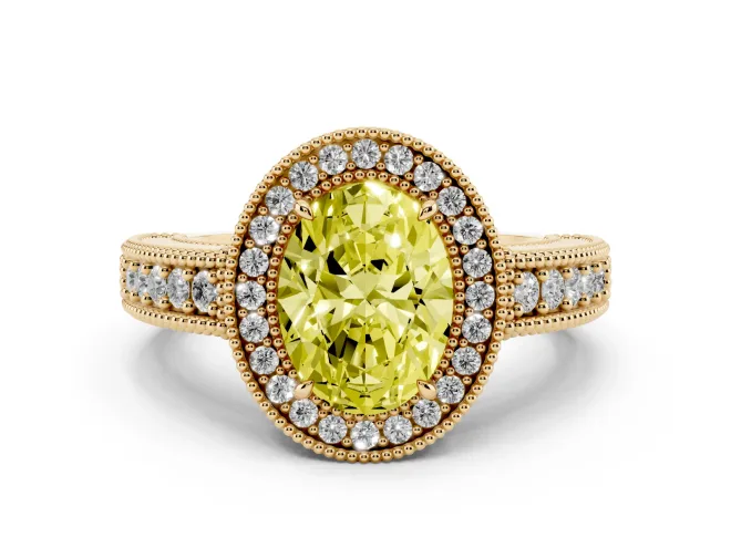 Oval Halo Engagement Ring Setting for a Fancy Yellow Lab-Grown Diamond | Yellow Gold