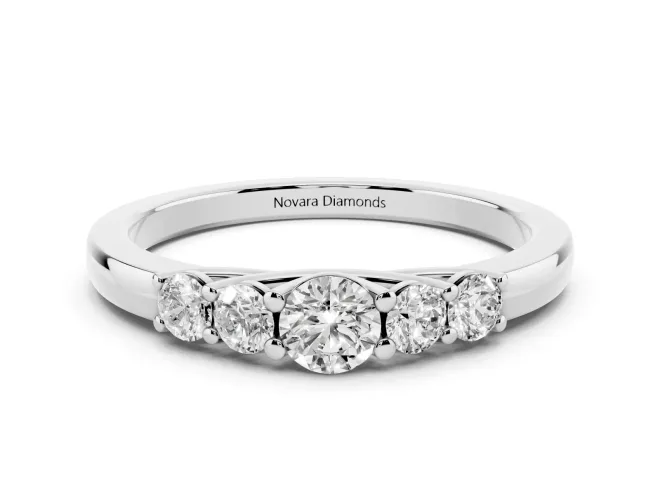 Five-Stone Round Diamond Prong-Set Half Eternity Band Set in Platinum