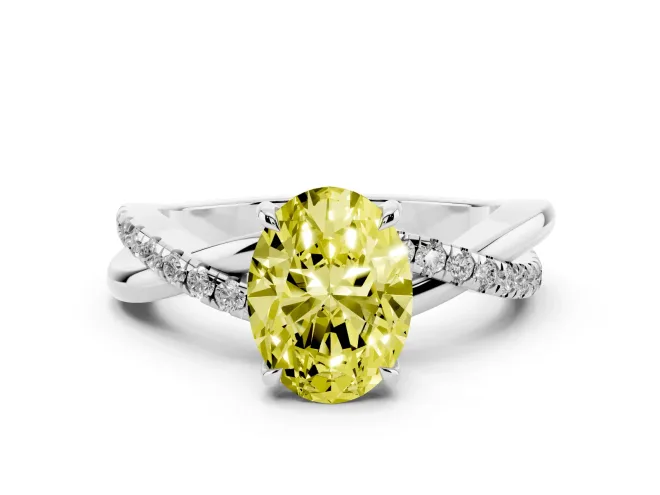 Oval Crossover Engagement Ring Setting for a Fancy Yellow Lab-Grown Diamond | White Gold