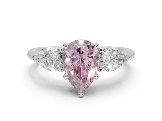 Pear-Shaped 3-Stone Engagement Ring Setting for a Fancy Pink Lab-Grown Diamond | Platinum