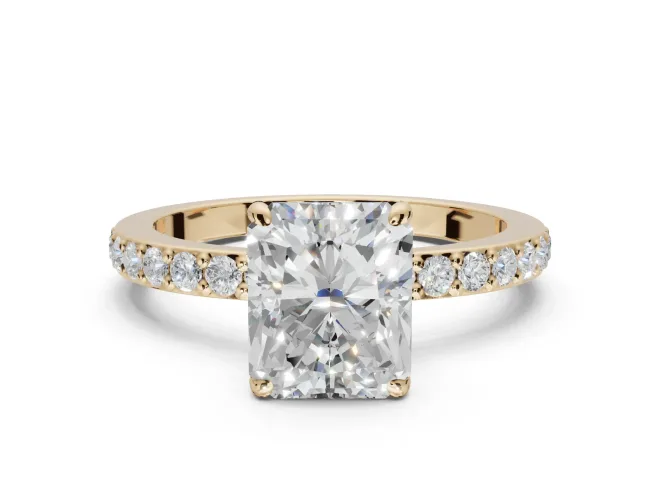 Radiant Cut Hidden Halo Engagement Ring Setting | Yellow Gold