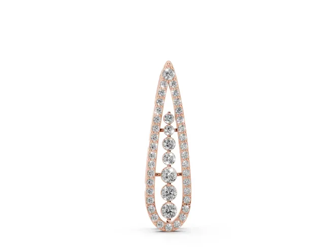 Round Lab-Grown Diamond Graduated Pavé Teardrop Pendant Necklace | Open Frame | Rose Gold