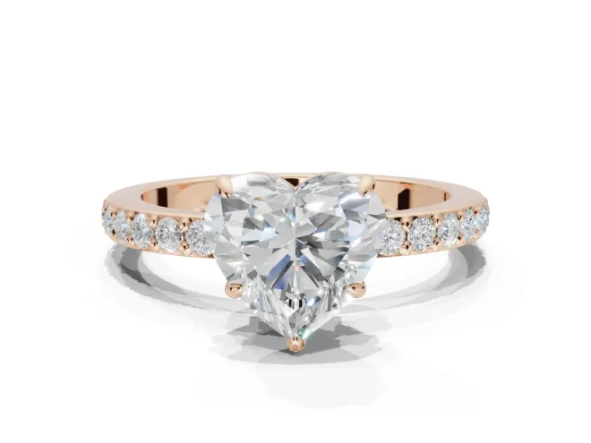 Heart-Shaped Hidden Halo Engagement Ring Setting | Rose Gold