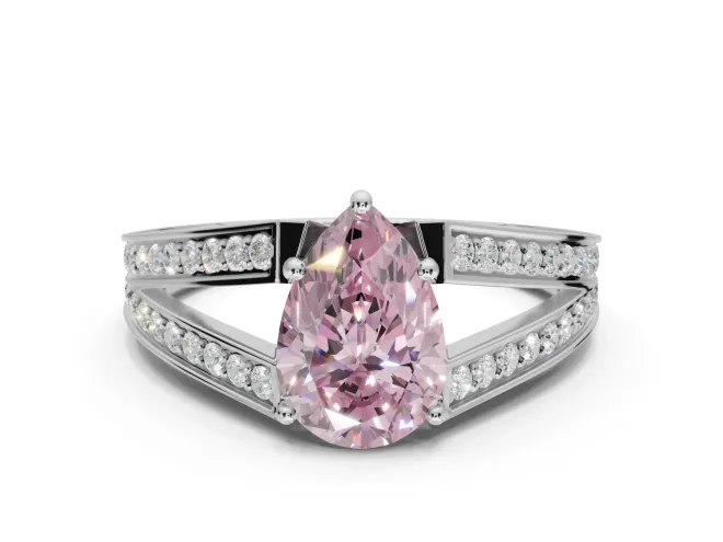 Pear-Shaped Split Shank Pavé Engagement Ring Setting for a Fancy Pink Lab-Grown Diamond | Sterling Silver