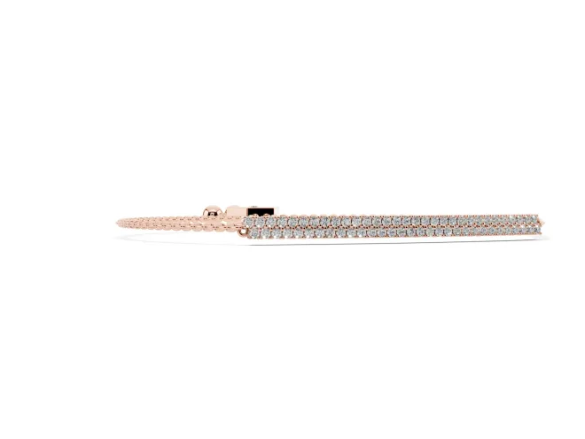 Round Lab-Grown Diamond Pavé Bar Slider Bracelet | Double Row | Rose Gold