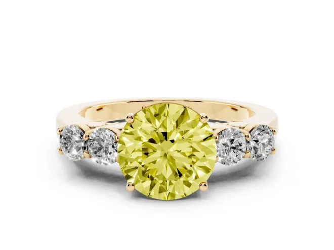 Round 5 Stone Engagement Ring Setting for a Fancy Yellow Lab-Grown Diamond | Yellow Gold