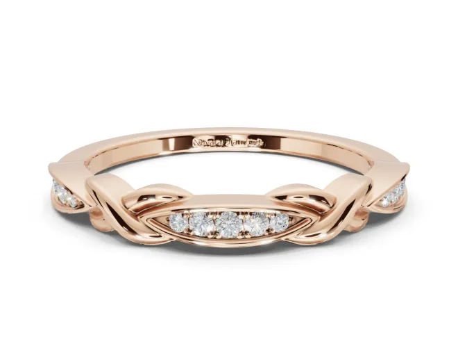 Round Lab-Grown Diamond Graduated Twisted Pavé Wedding Band | Marquise Motifs | Rose Gold