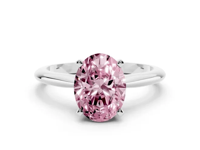 Oval Solitaire Engagement Ring Setting for a Fancy Pink Lab-Grown Diamond | White Gold