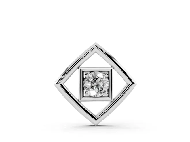 Round Lab-Grown Diamond Geometric Square Pendant Necklace | Open Frame | White Gold