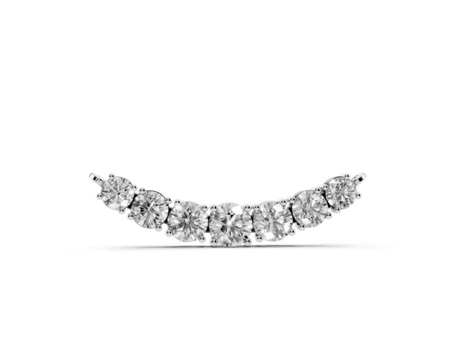 Round Lab-Grown Diamond Graduated Curved Bar Necklace | Prong Set | White Gold