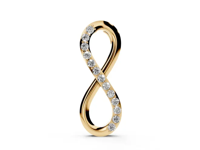 Round Lab-Grown Diamond Pavé Infinity Pendant Necklace | Single Pavé Strand | Yellow Gold