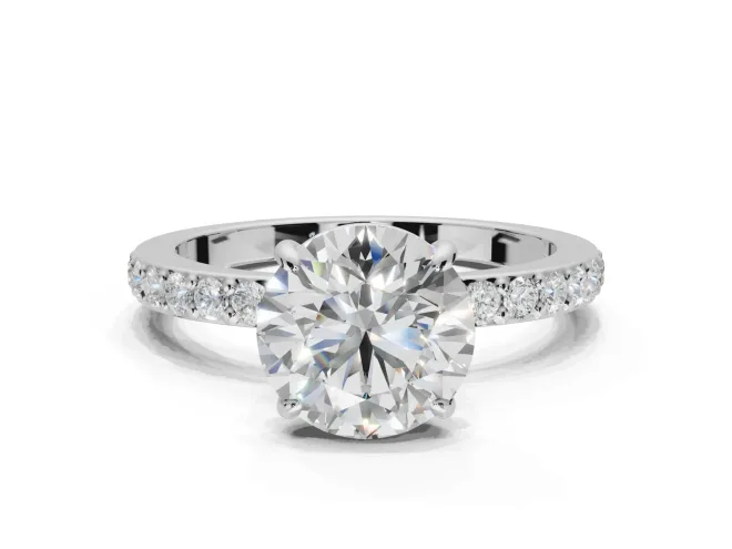 Round Hidden Halo Engagement Ring Setting | White Gold