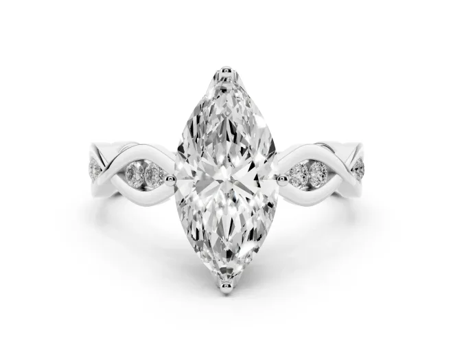 Marquise Twisted Infinity Engagement Ring Setting | Accented Strands | Sterling Silver