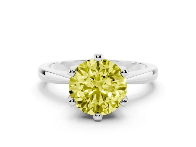 Round Tapered Solitaire Engagement Ring Setting for a Fancy Yellow Lab-Grown Diamond | Claw Prong Head | Sterling Silver