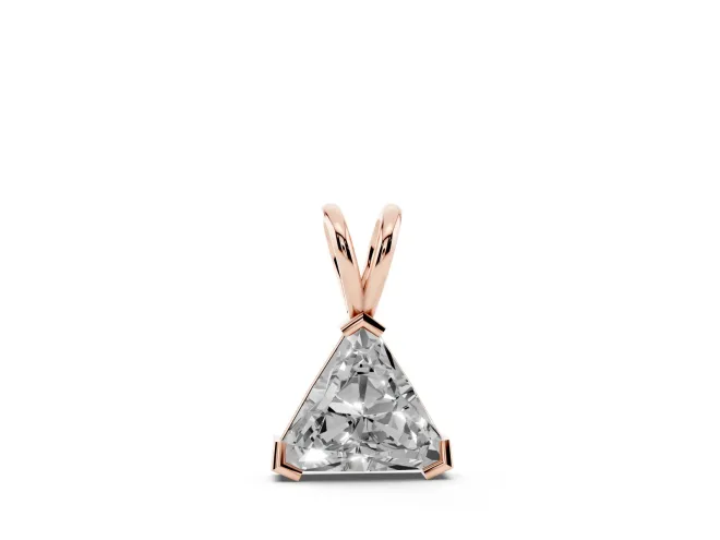 Trillion Lab-Grown Diamond Solitaire Pendant Necklace | V-Tip Corners | Rose Gold