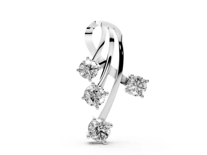 Round Lab-Grown Diamond Cascading Curve Pendant Necklace | Ribbon Loop Top | White Gold