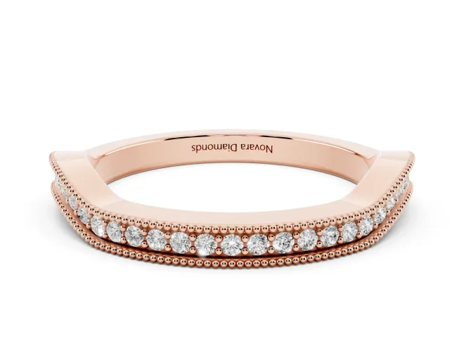 Round Lab-Grown Diamond Milgrain Channel Set Contour Wedding Band | Smooth Top | Rose Gold