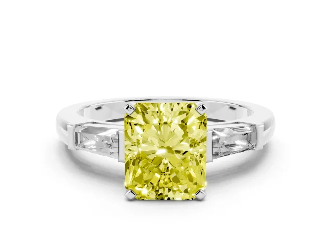 Radiant Cut Baguette Engagement Ring Setting for a Fancy Yellow Lab-Grown Diamond | Sterling Silver - Design NV-24496