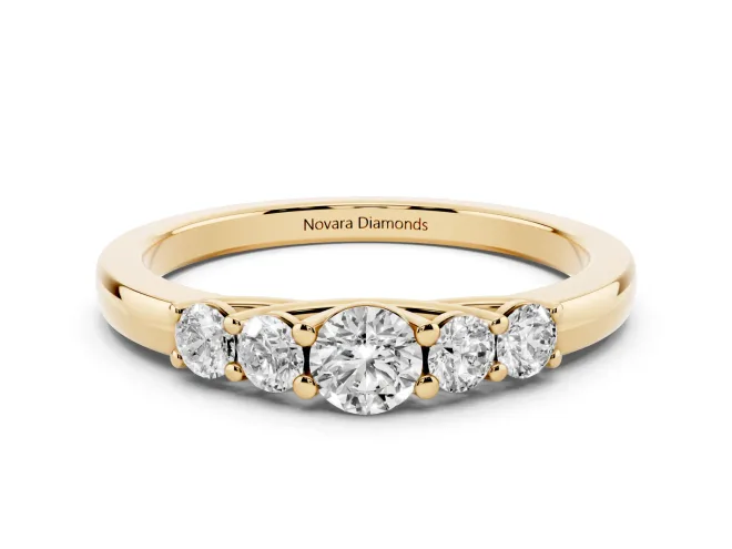 Round Lab-Grown Diamond Five-Stone Wedding Band | Trellis Gallery | Yellow Gold