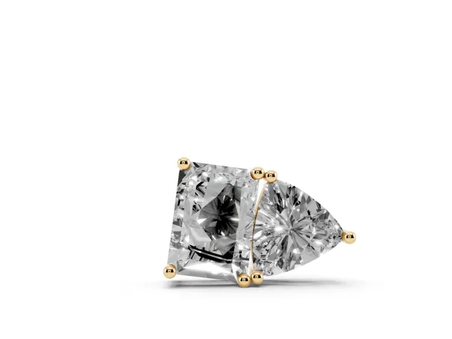 Radiant Lab-Grown Diamond Two-Stone Pendant Necklace | Claw Prong Setting | Yellow Gold