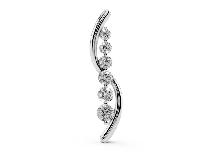 Round Lab-Grown Diamond Graduated S-Curve Pendant Necklace | Ribbon Detail | Sterling Silver
