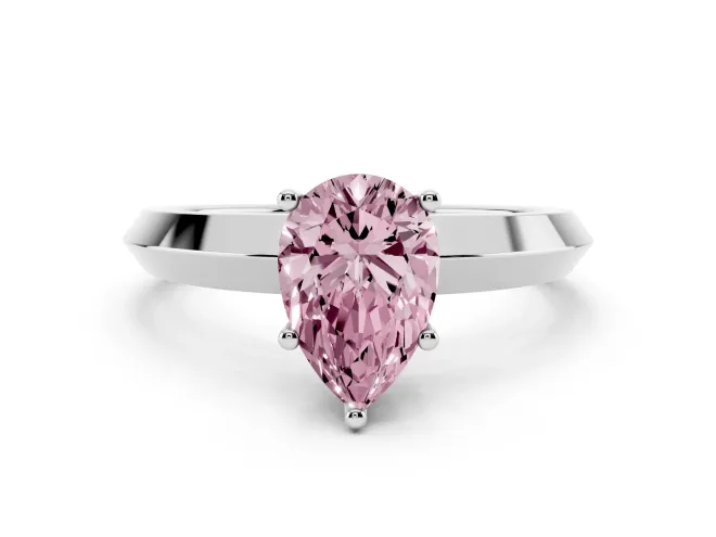 Pear-Shaped Knife-Edge Engagement Ring Setting for a Fancy Pink Lab-Grown Diamond | White Gold