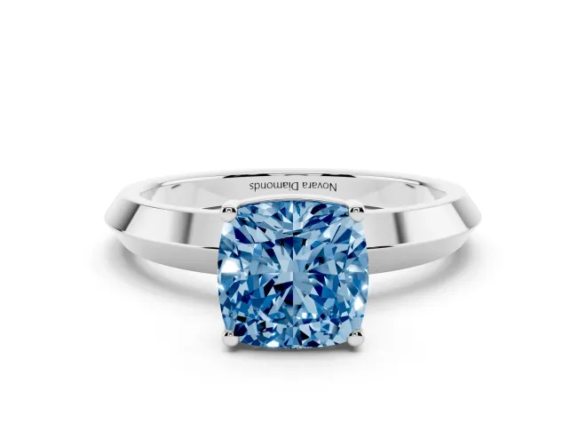 Cushion Cut Knife-Edge Engagement Ring Setting for a Fancy Blue Lab-Grown Diamond | Sterling Silver
