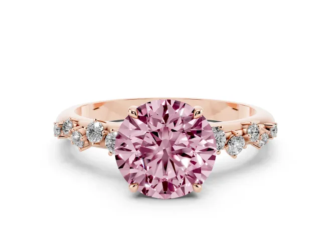 Round Graduated Solitaire Engagement Ring Setting for a Fancy Pink Lab-Grown Diamond | Rose Gold