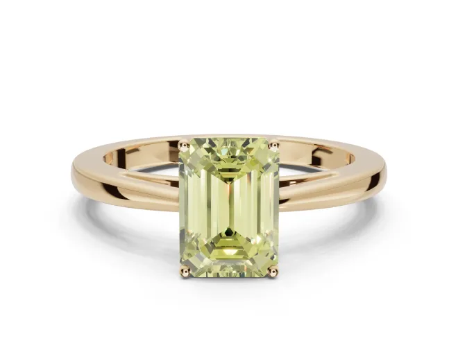 Emerald Cut Cathedral Engagement Ring Setting for a Fancy Yellow Lab-Grown Diamond | Yellow Gold - Design NV-24626