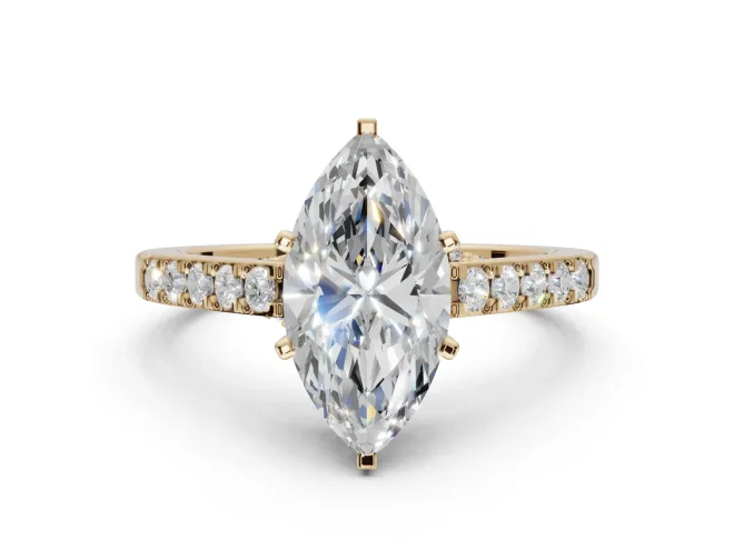 Marquise Pavé Solitaire Engagement Ring Setting | Crossover Gallery | Yellow Gold