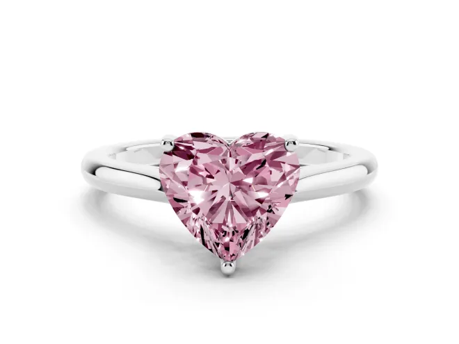 Heart-Shaped Cathedral Engagement Ring Setting for a Fancy Pink Lab-Grown Diamond | White Gold