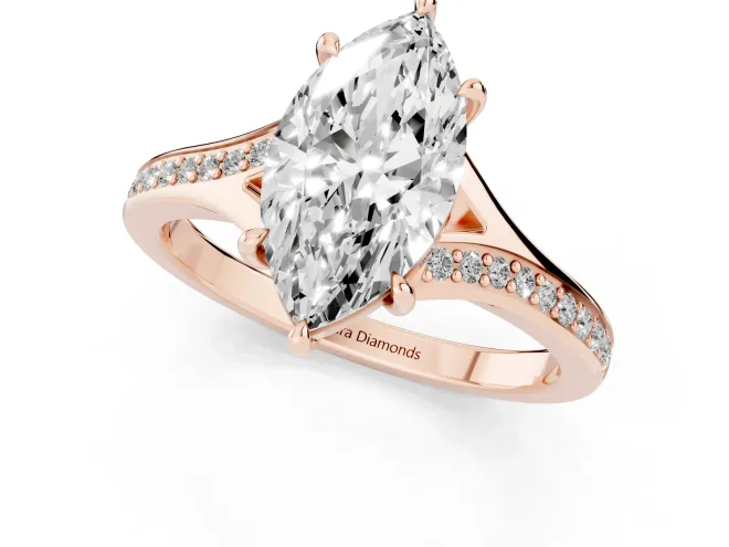Marquise Pave Solitaire Engagement Ring Setting | Sweeping Shoulders | Rose Gold – second view
