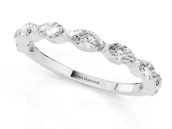 Marquise Diamond Eternity Band Set in Platinum with Bezel Setting – second view