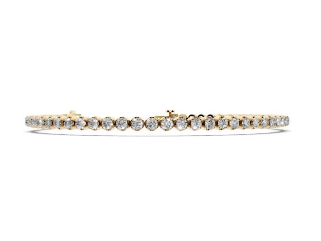 Round Lab-Grown Diamond Slim Tennis Bracelet | Cup Settings | Yellow Gold