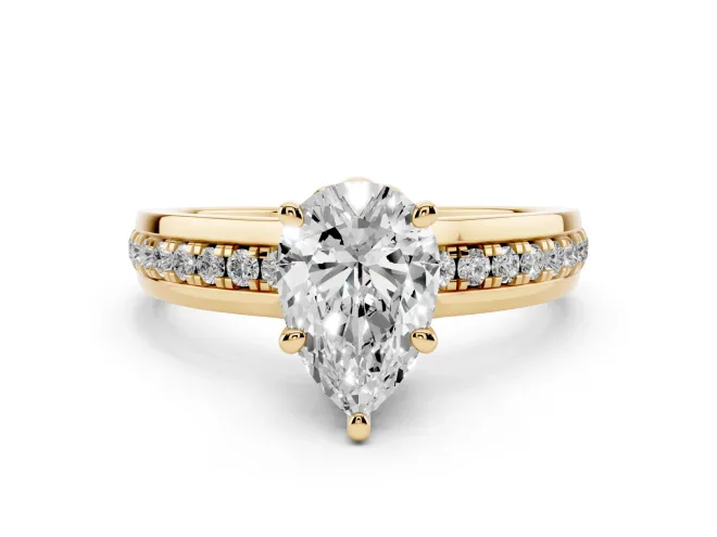 Pear-Shaped Channel Set Solitaire Engagement Ring Setting | Rope Collar Head | Yellow Gold