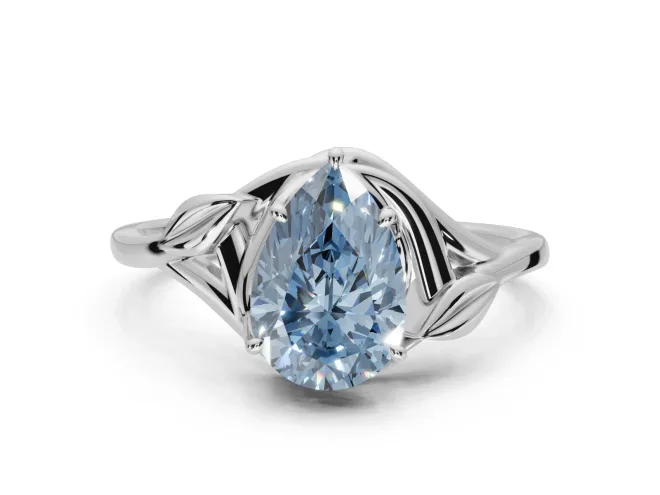 Pear-Shaped Bypass Solitaire Engagement Ring Setting for a Fancy Blue Lab-Grown Diamond | Platinum